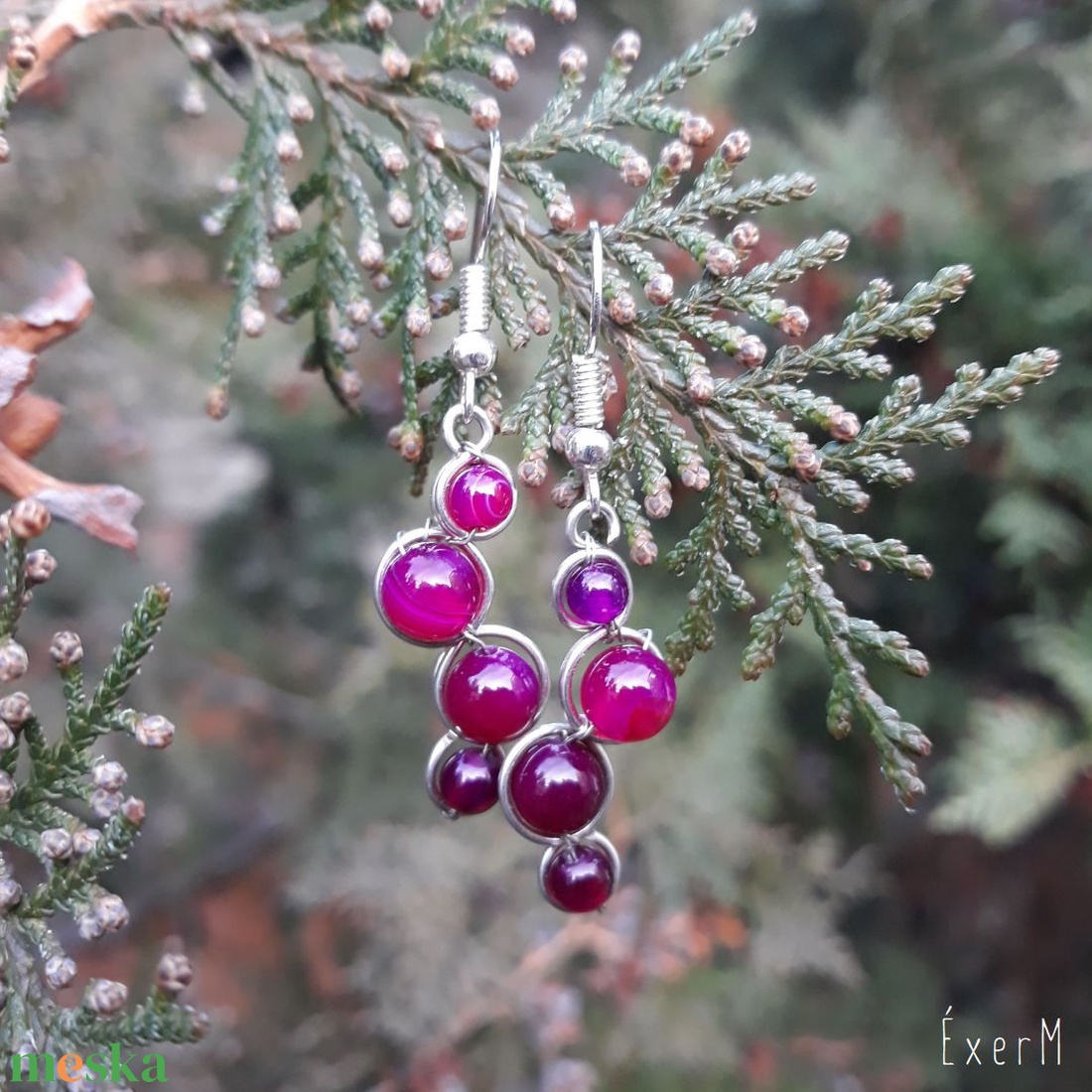 Magenta négyes ásvány fülbevaló - ékszer - fülbevaló - lógó fülbevaló - Meska.hu Magenta négyes ásvány fülbevaló - ékszer - fülbevaló - lógó fülbevaló - Meska.hu