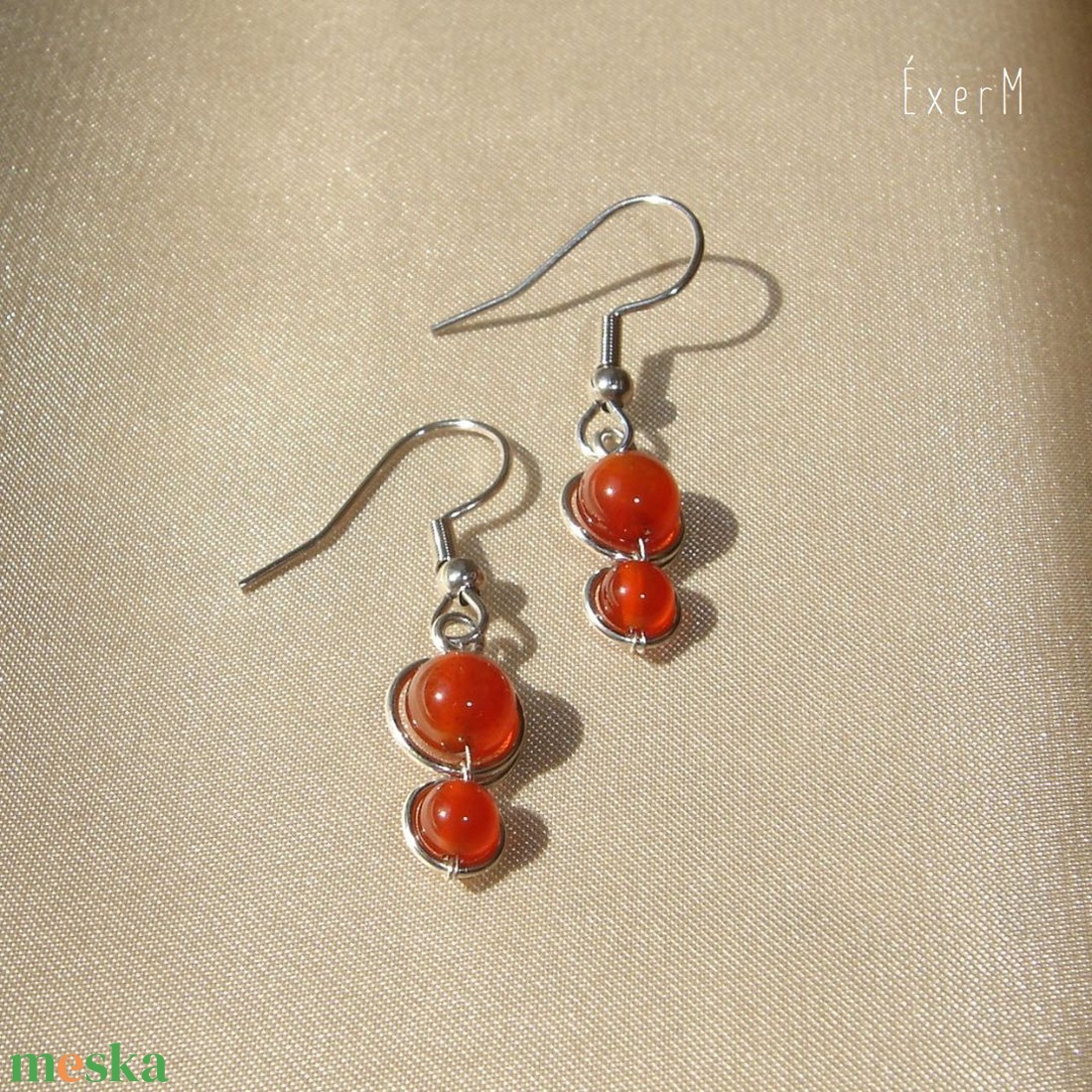 Narancs ásvány mini duo fülbevaló - ékszer - fülbevaló - lógó fülbevaló - Meska.hu Narancs ásvány mini duo fülbevaló - ékszer - fülbevaló - lógó fülbevaló - Meska.hu
