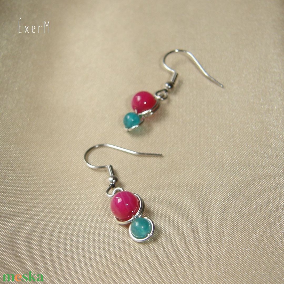 Pink-kék ásvány mini duo fülbevaló - ékszer - fülbevaló - lógó fülbevaló - Meska.hu Pink-kék ásvány mini duo fülbevaló - ékszer - fülbevaló - lógó fülbevaló - Meska.hu