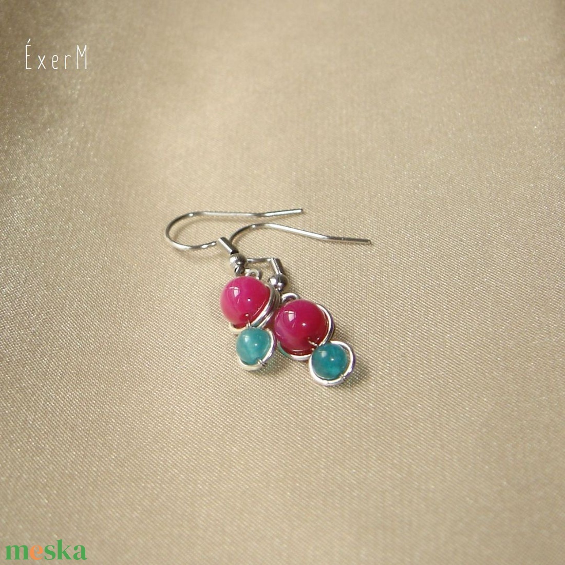 Pink-kék ásvány mini duo fülbevaló - ékszer - fülbevaló - lógó fülbevaló - Meska.hu Pink-kék ásvány mini duo fülbevaló - ékszer - fülbevaló - lógó fülbevaló - Meska.hu