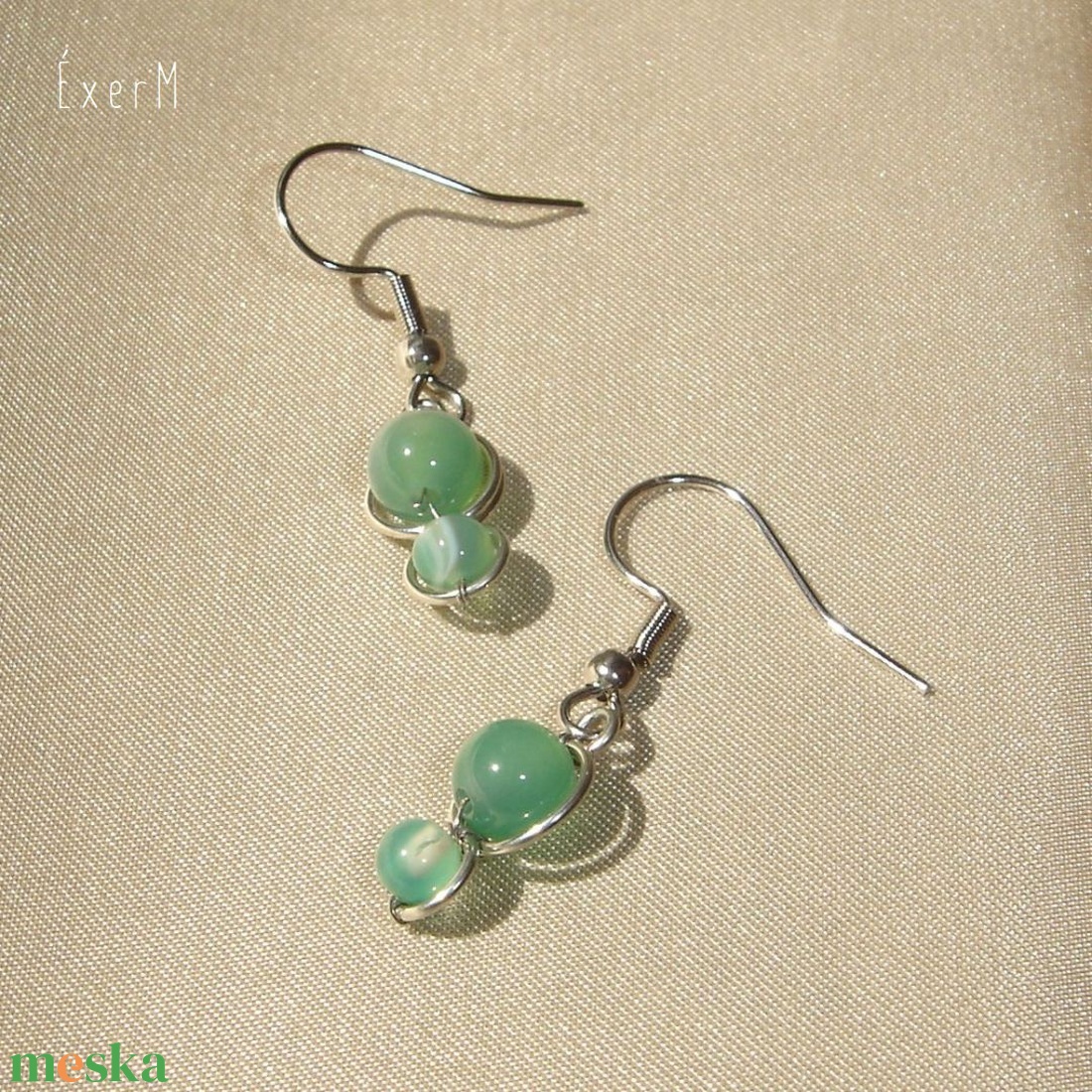 Világoszöld ásvány mini duo fülbevaló - ékszer - fülbevaló - lógó fülbevaló - Meska.hu Világoszöld ásvány mini duo fülbevaló - ékszer - fülbevaló - lógó fülbevaló - Meska.hu
