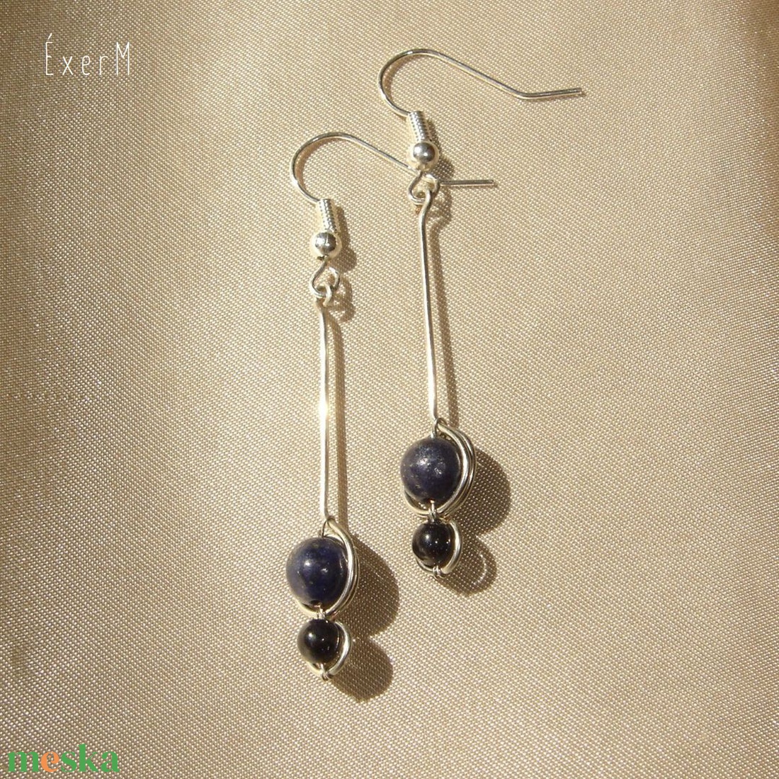 Sötétkék homokkő és lapis lazuli hosszú duo fülbevaló - ékszer - fülbevaló - lógó fülbevaló - Meska.hu Sötétkék homokkő és lapis lazuli hosszú duo fülbevaló - ékszer - fülbevaló - lógó fülbevaló - Meska.hu