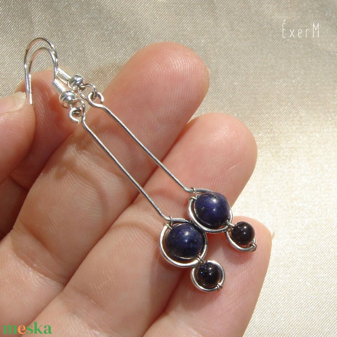 Sötétkék homokkő és lapis lazuli hosszú duo fülbevaló - ékszer - fülbevaló - lógó fülbevaló - Meska.hu Sötétkék homokkő és lapis lazuli hosszú duo fülbevaló - ékszer - fülbevaló - lógó fülbevaló - Meska.hu