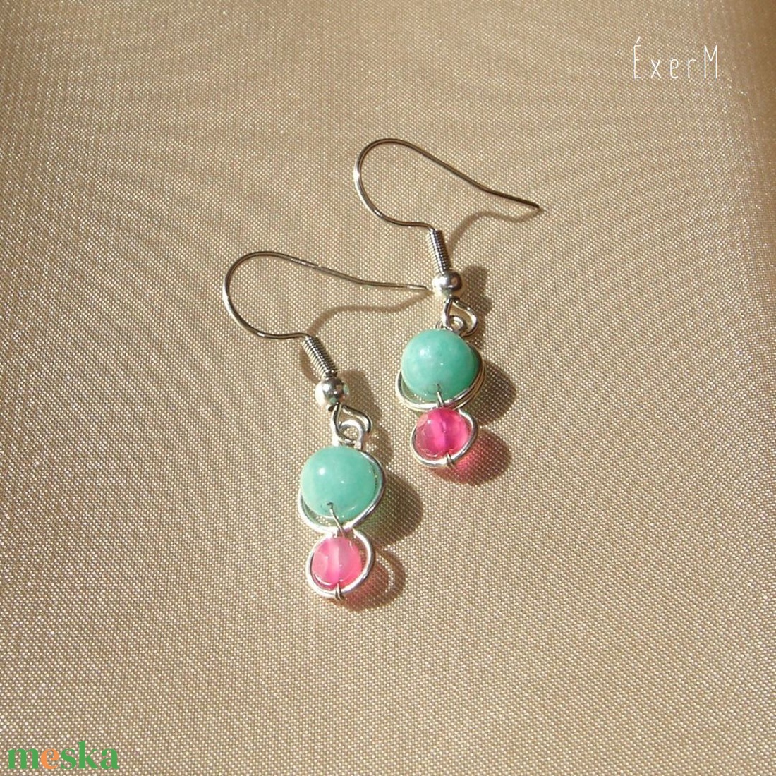 Kék-pink mini duo ásvány fülbevaló - ékszer - fülbevaló - lógó fülbevaló - Meska.hu Kék-pink mini duo ásvány fülbevaló - ékszer - fülbevaló - lógó fülbevaló - Meska.hu