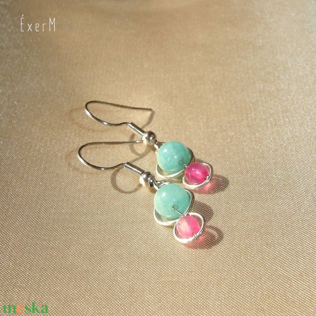 Kék-pink mini duo ásvány fülbevaló - ékszer - fülbevaló - lógó fülbevaló - Meska.hu Kék-pink mini duo ásvány fülbevaló - ékszer - fülbevaló - lógó fülbevaló - Meska.hu