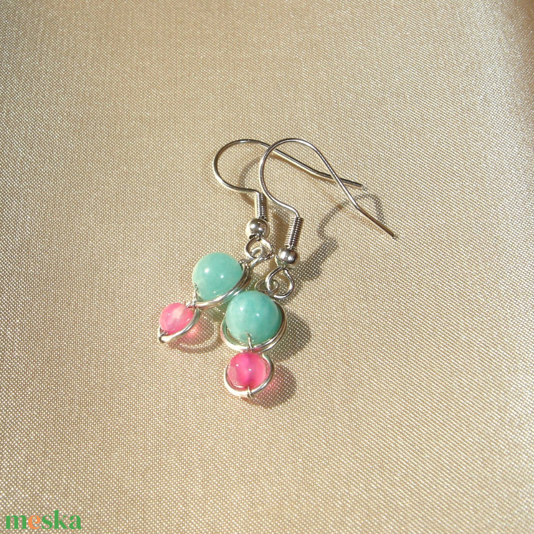 Kék-pink mini duo ásvány fülbevaló - ékszer - fülbevaló - lógó fülbevaló - Meska.hu Kék-pink mini duo ásvány fülbevaló - ékszer - fülbevaló - lógó fülbevaló - Meska.hu