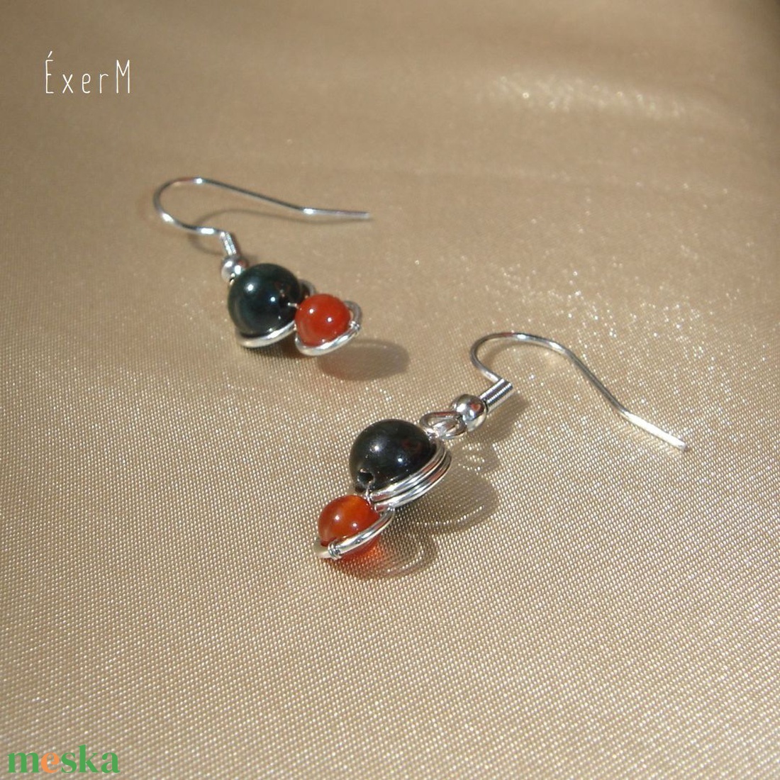 Zöld-narancs ásvány mini duo fülbevaló - ékszer - fülbevaló - lógó fülbevaló - Meska.hu Zöld-narancs ásvány mini duo fülbevaló - ékszer - fülbevaló - lógó fülbevaló - Meska.hu