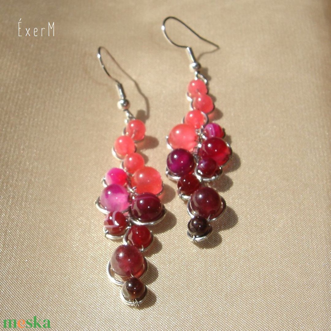 Pink-magenta ombre ásvány fülbevaló - ékszer - fülbevaló - lógó fülbevaló - Meska.hu Pink-magenta ombre ásvány fülbevaló - ékszer - fülbevaló - lógó fülbevaló - Meska.hu