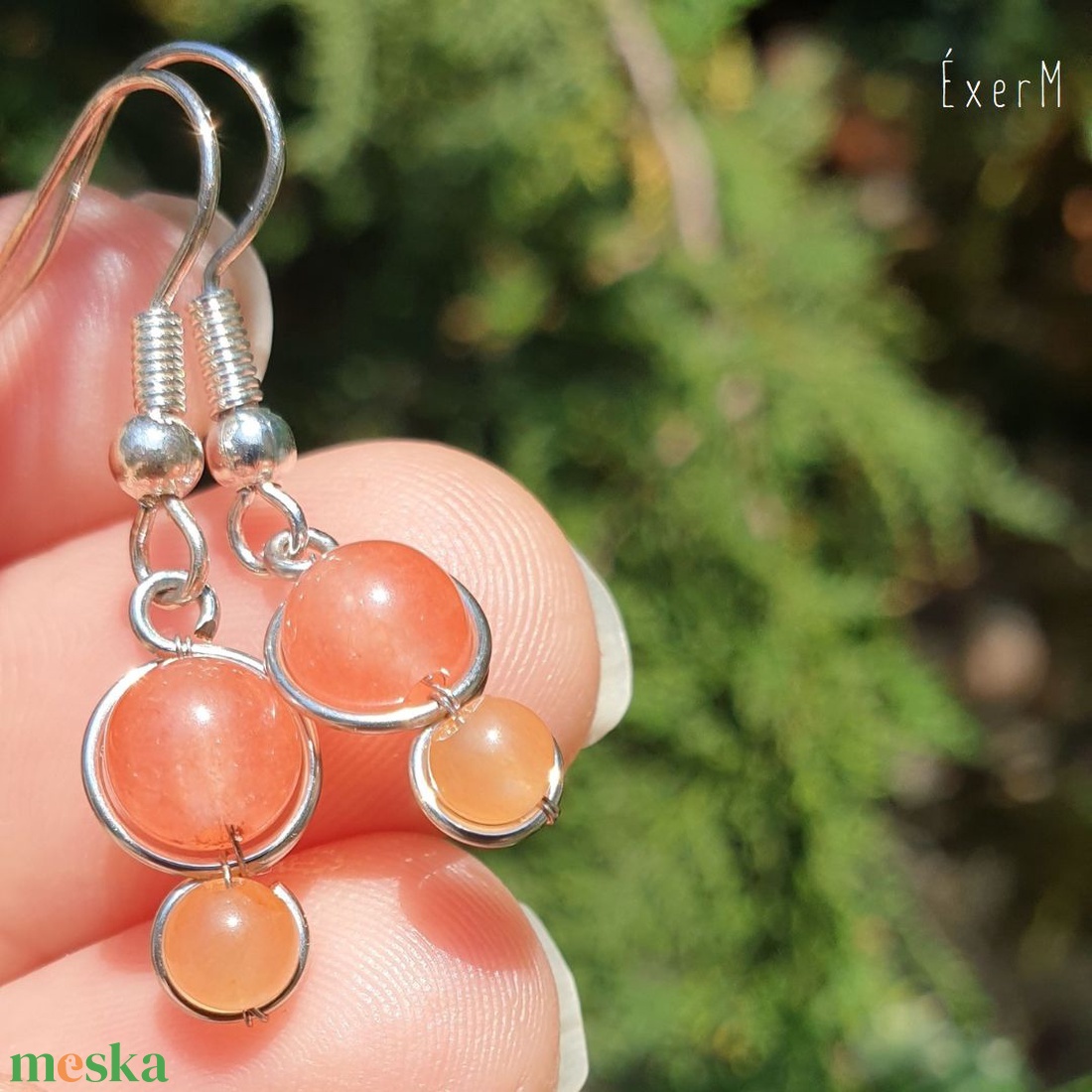 Narancssárga ásvány mini duo fülbevaló - ékszer - fülbevaló - lógó fülbevaló - Meska.hu Narancssárga ásvány mini duo fülbevaló - ékszer - fülbevaló - lógó fülbevaló - Meska.hu
