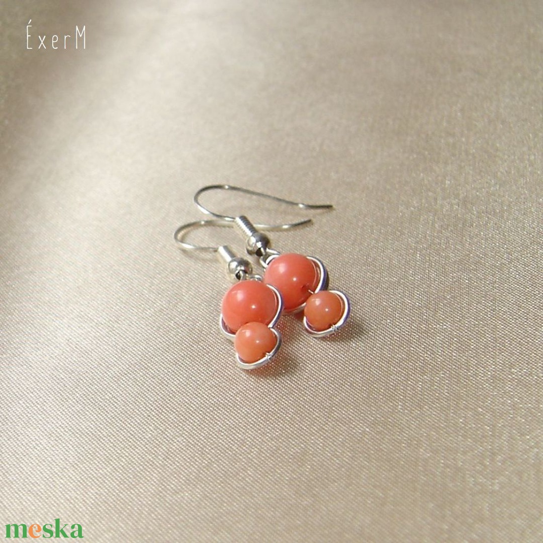 Pink korall mini duo fülbevaló - ékszer - fülbevaló - lógó fülbevaló - Meska.hu Pink korall mini duo fülbevaló - ékszer - fülbevaló - lógó fülbevaló - Meska.hu