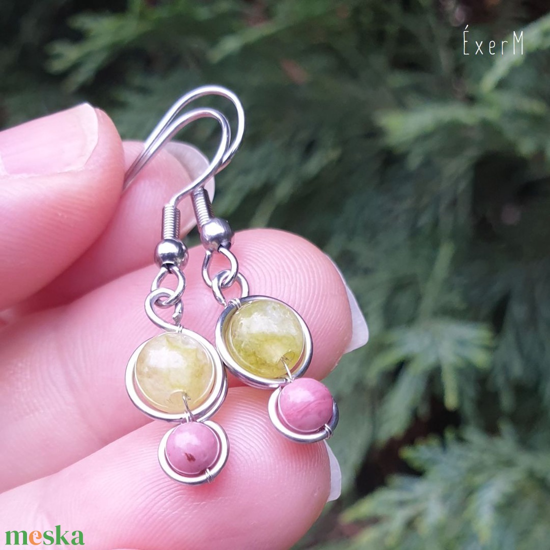Zöld - rózsaszín mini duo ásvány fülbevaló - ékszer - fülbevaló - lógó fülbevaló - Meska.hu Zöld - rózsaszín mini duo ásvány fülbevaló - ékszer - fülbevaló - lógó fülbevaló - Meska.hu