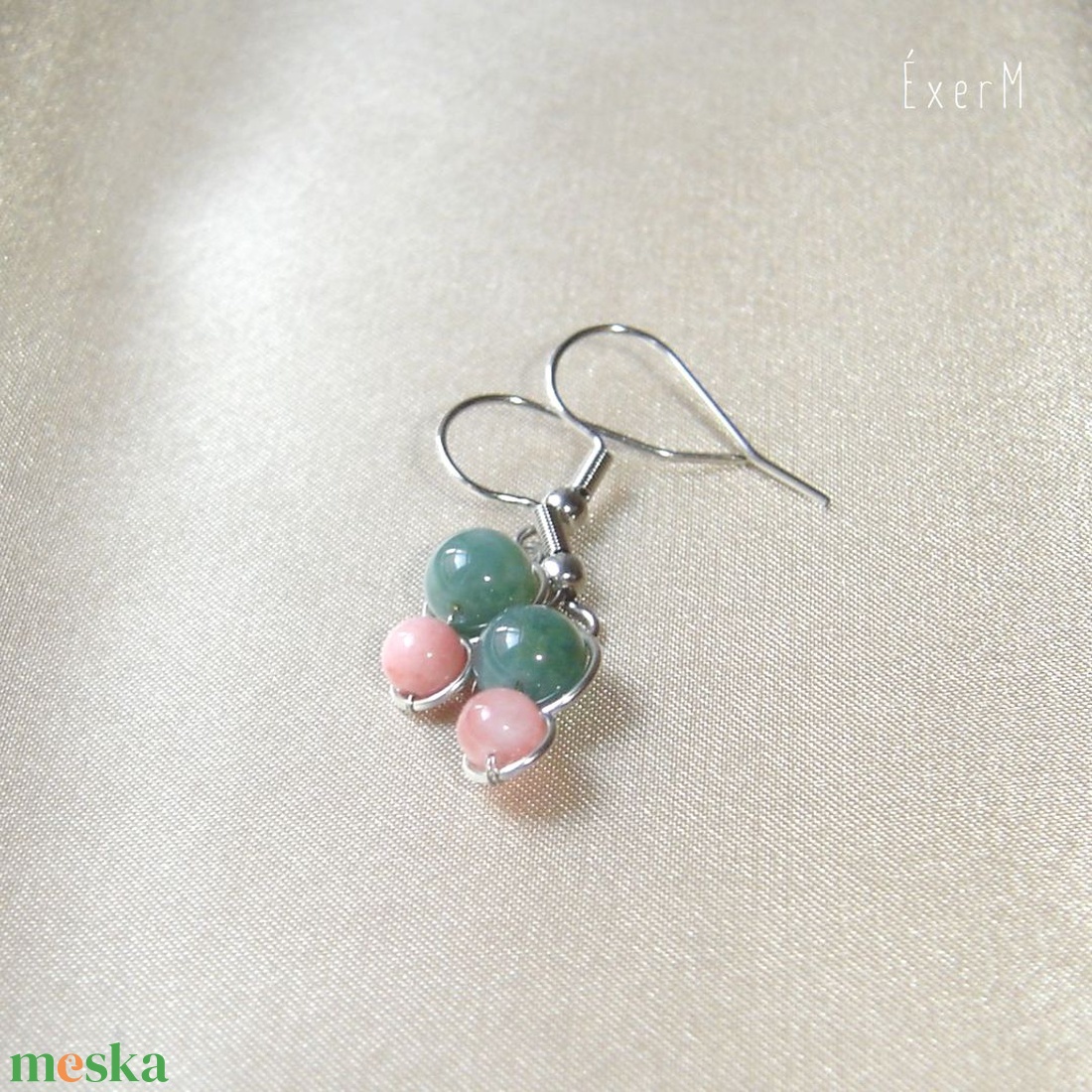 Zöld-rózsaszín tavaszi ásvány mini duo fülbevaló - ékszer - fülbevaló - lógó fülbevaló - Meska.hu Zöld-rózsaszín tavaszi ásvány mini duo fülbevaló - ékszer - fülbevaló - lógó fülbevaló - Meska.hu