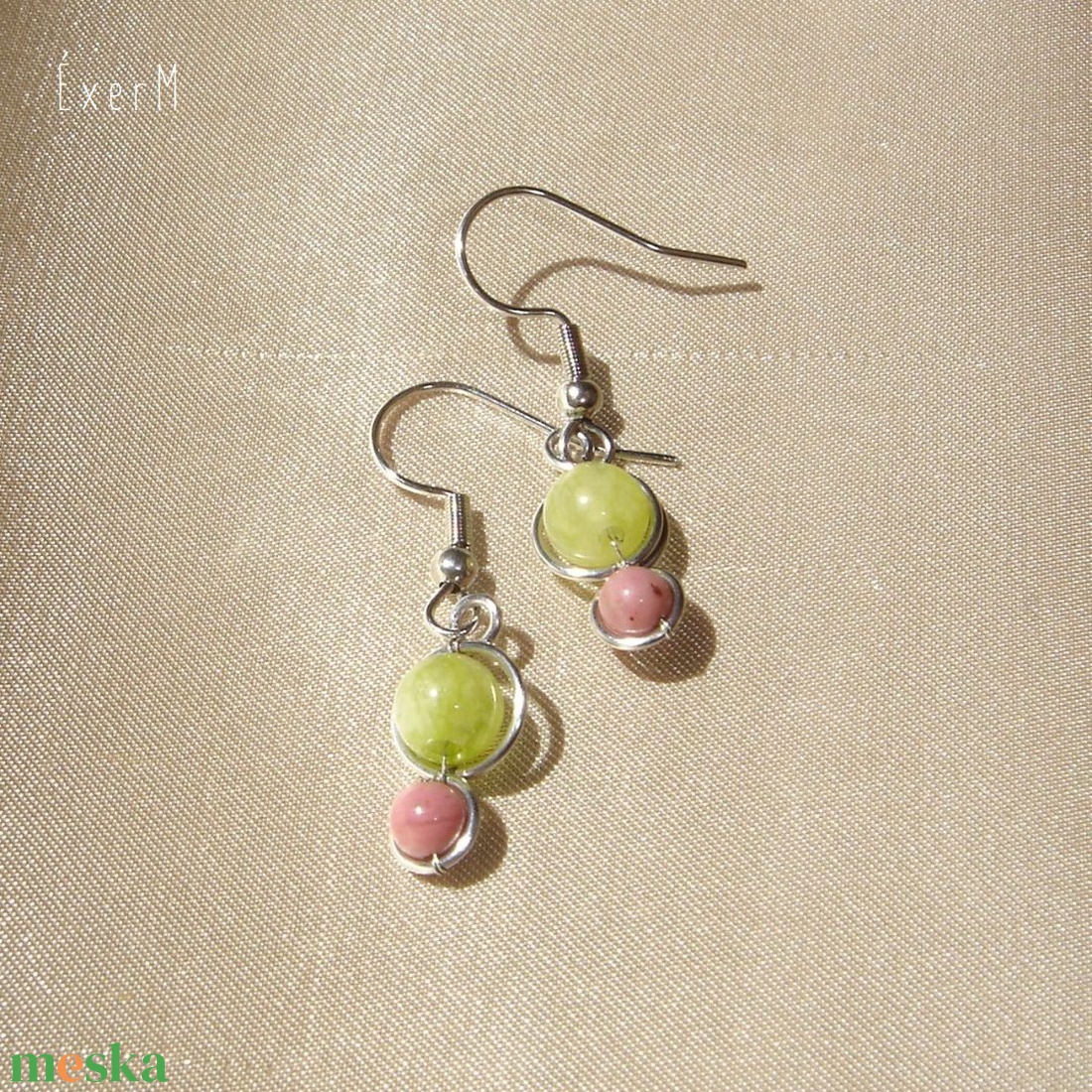 Zöld - rózsaszín mini duo ásvány fülbevaló - ékszer - fülbevaló - lógó fülbevaló - Meska.hu Zöld - rózsaszín mini duo ásvány fülbevaló - ékszer - fülbevaló - lógó fülbevaló - Meska.hu