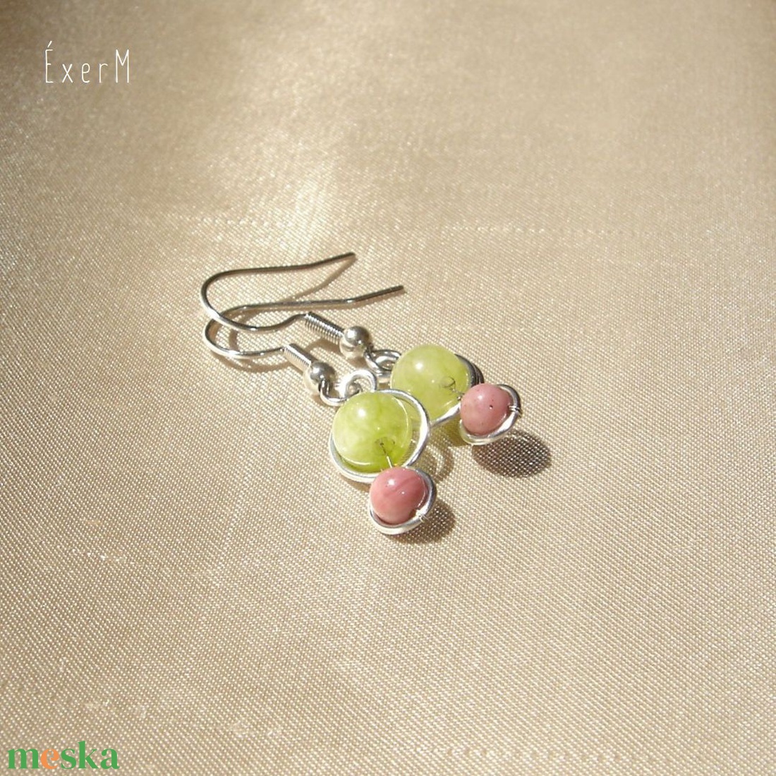 Zöld - rózsaszín mini duo ásvány fülbevaló - ékszer - fülbevaló - lógó fülbevaló - Meska.hu Zöld - rózsaszín mini duo ásvány fülbevaló - ékszer - fülbevaló - lógó fülbevaló - Meska.hu