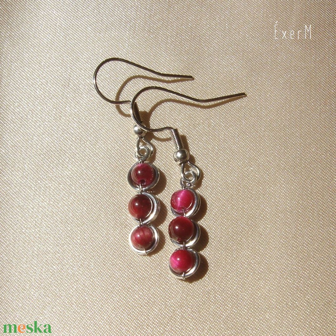 Pink ásvány mini trio fülbevaló - ékszer - fülbevaló - lógó fülbevaló - Meska.hu Pink ásvány mini trio fülbevaló - ékszer - fülbevaló - lógó fülbevaló - Meska.hu