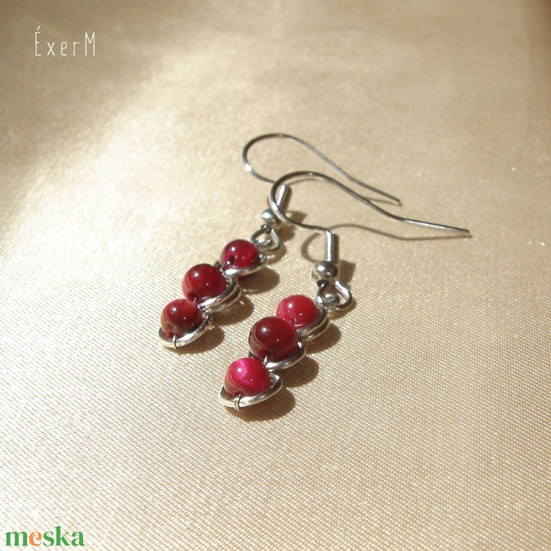 Pink ásvány mini trio fülbevaló - ékszer - fülbevaló - lógó fülbevaló - Meska.hu Pink ásvány mini trio fülbevaló - ékszer - fülbevaló - lógó fülbevaló - Meska.hu
