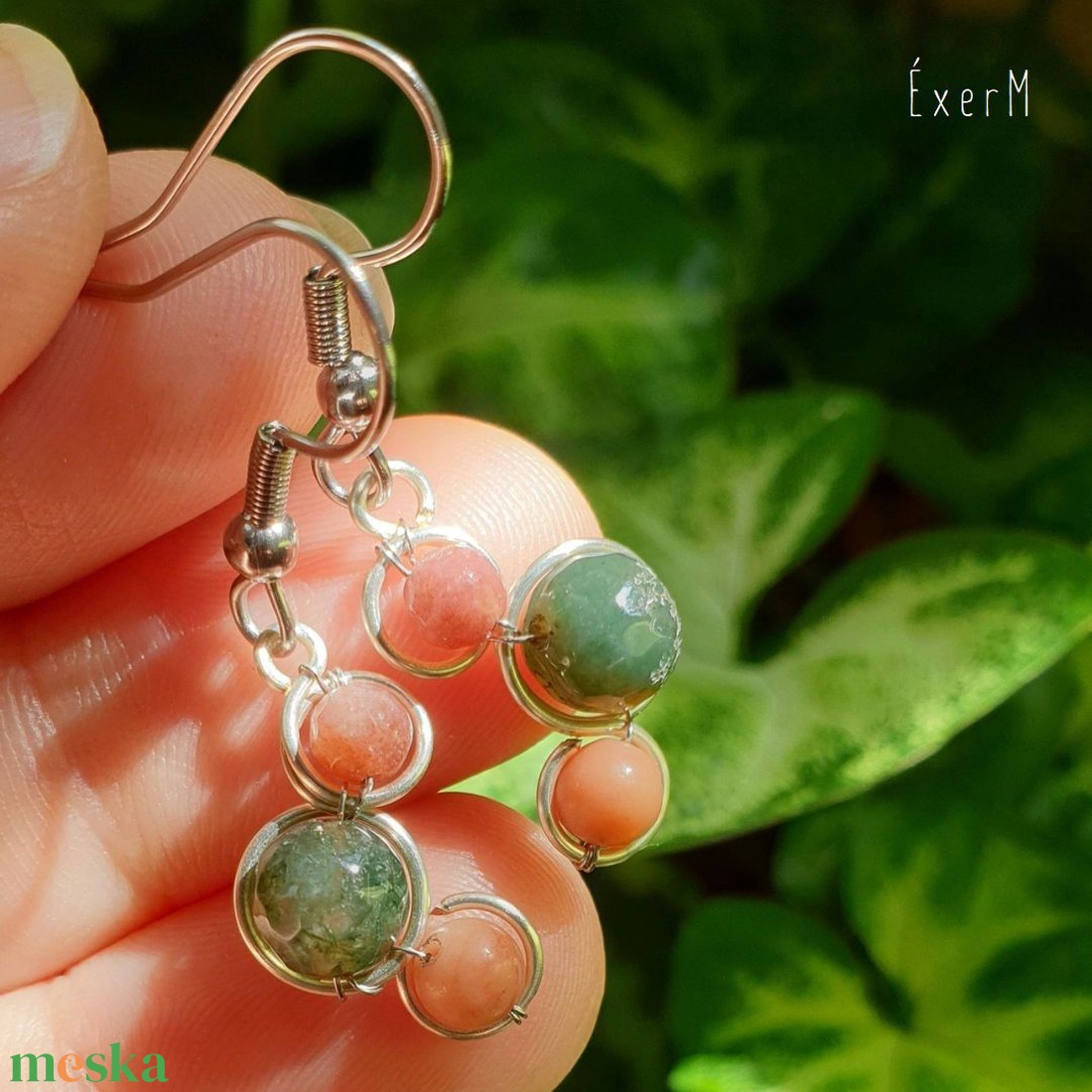 Zöld-barna ásvány trio fülbevaló - ékszer - fülbevaló - lógó fülbevaló - Meska.hu Zöld-barna ásvány trio fülbevaló - ékszer - fülbevaló - lógó fülbevaló - Meska.hu