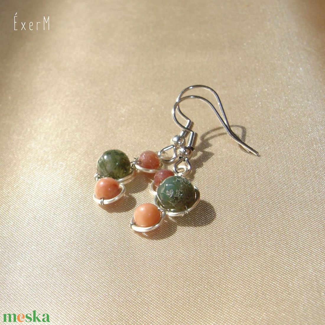 Zöld-barna ásvány trio fülbevaló - ékszer - fülbevaló - lógó fülbevaló - Meska.hu Zöld-barna ásvány trio fülbevaló - ékszer - fülbevaló - lógó fülbevaló - Meska.hu