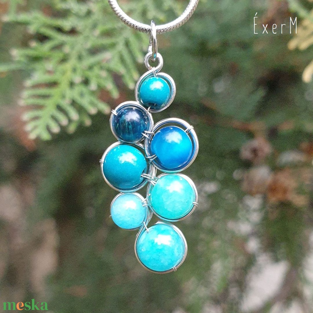 Kék fürt ásvány medálos nyaklánc - ékszer - nyaklánc - medálos nyaklánc - Meska.hu