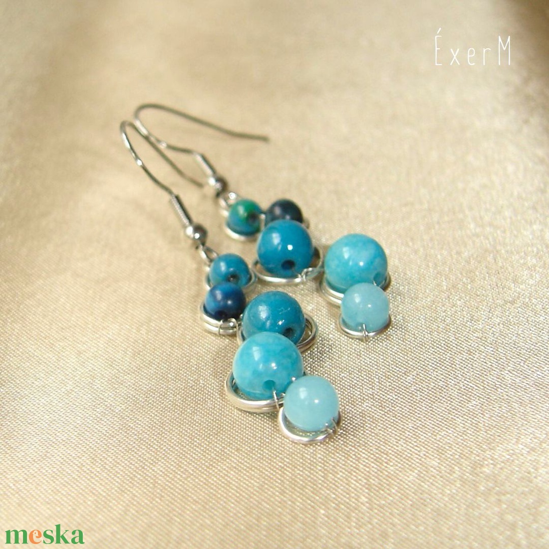 Kék ásvány fülbevaló - ékszer - fülbevaló - lógó fülbevaló - Meska.hu