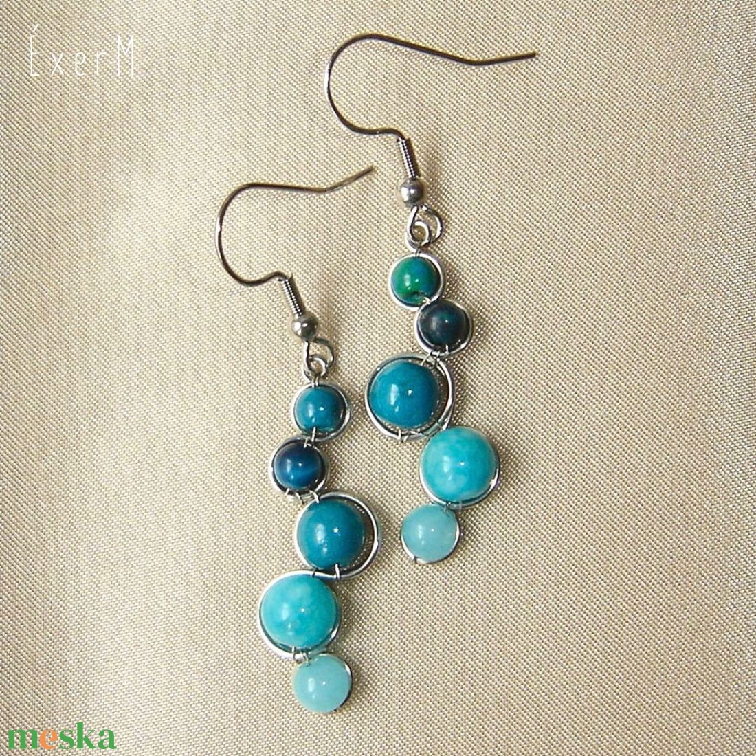 Kék ásvány fülbevaló - ékszer - fülbevaló - lógó fülbevaló - Meska.hu