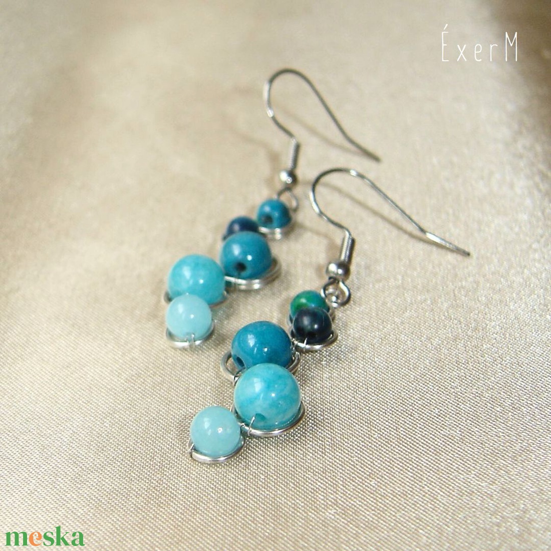 Kék ásvány fülbevaló - ékszer - fülbevaló - lógó fülbevaló - Meska.hu