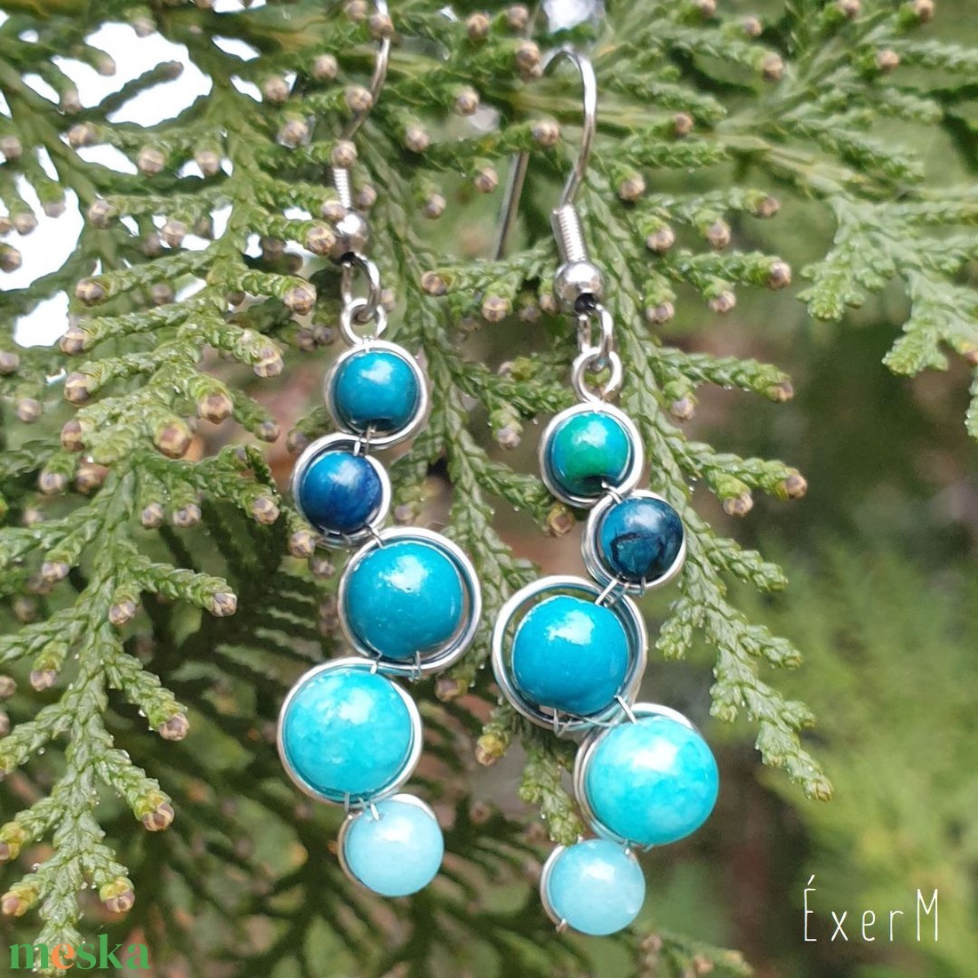 Kék ásvány fülbevaló - ékszer - fülbevaló - lógó fülbevaló - Meska.hu