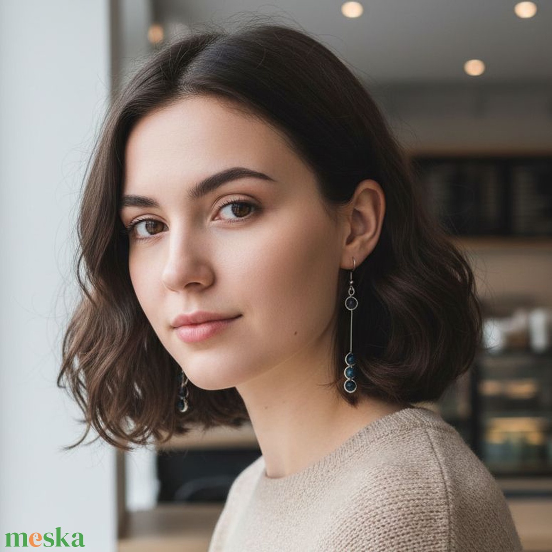 Kék tigrisszem ásvány stick fülbevaló - ékszer - fülbevaló - lógó fülbevaló - Meska.hu