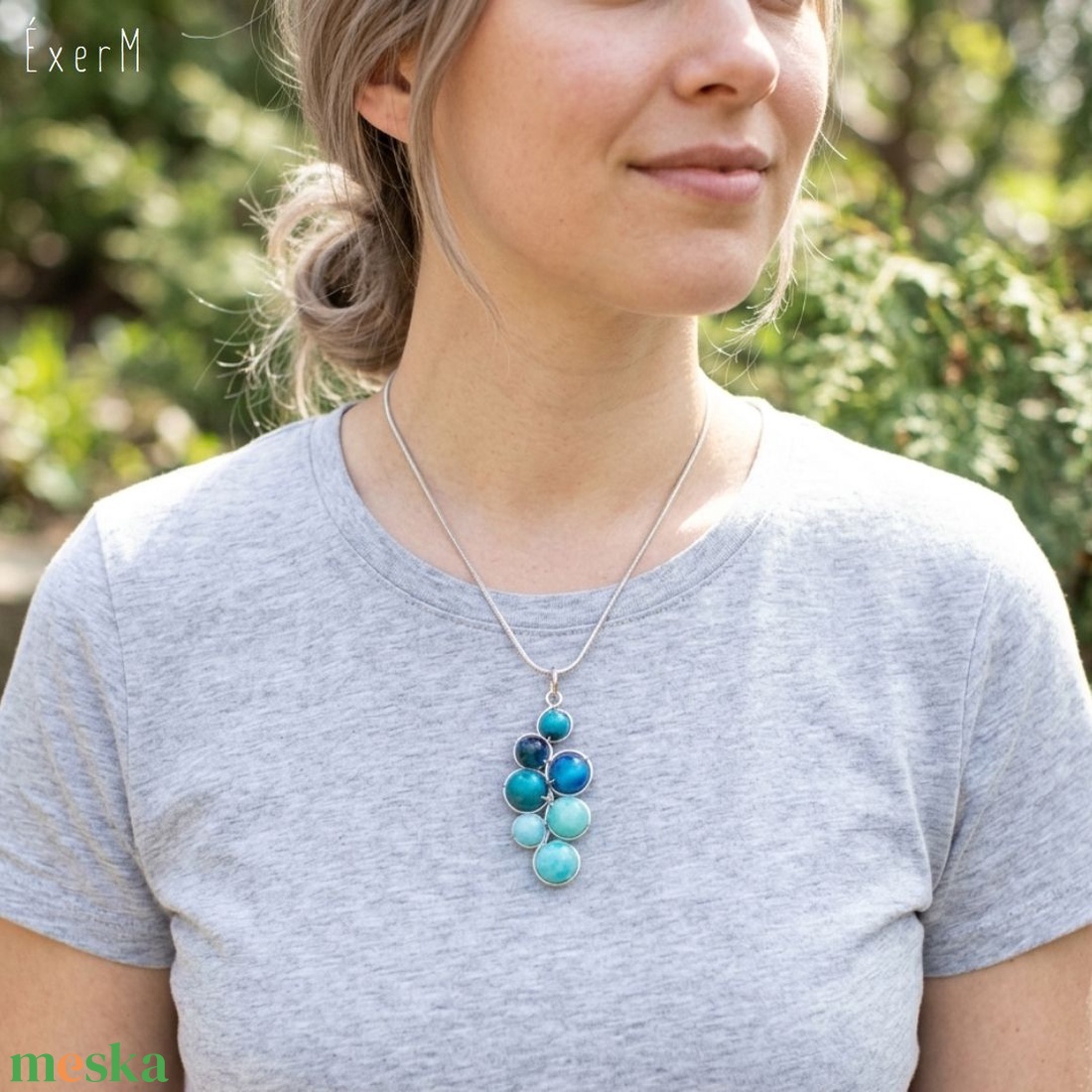 Kék fürt ásvány medálos nyaklánc - ékszer - nyaklánc - medálos nyaklánc - Meska.hu