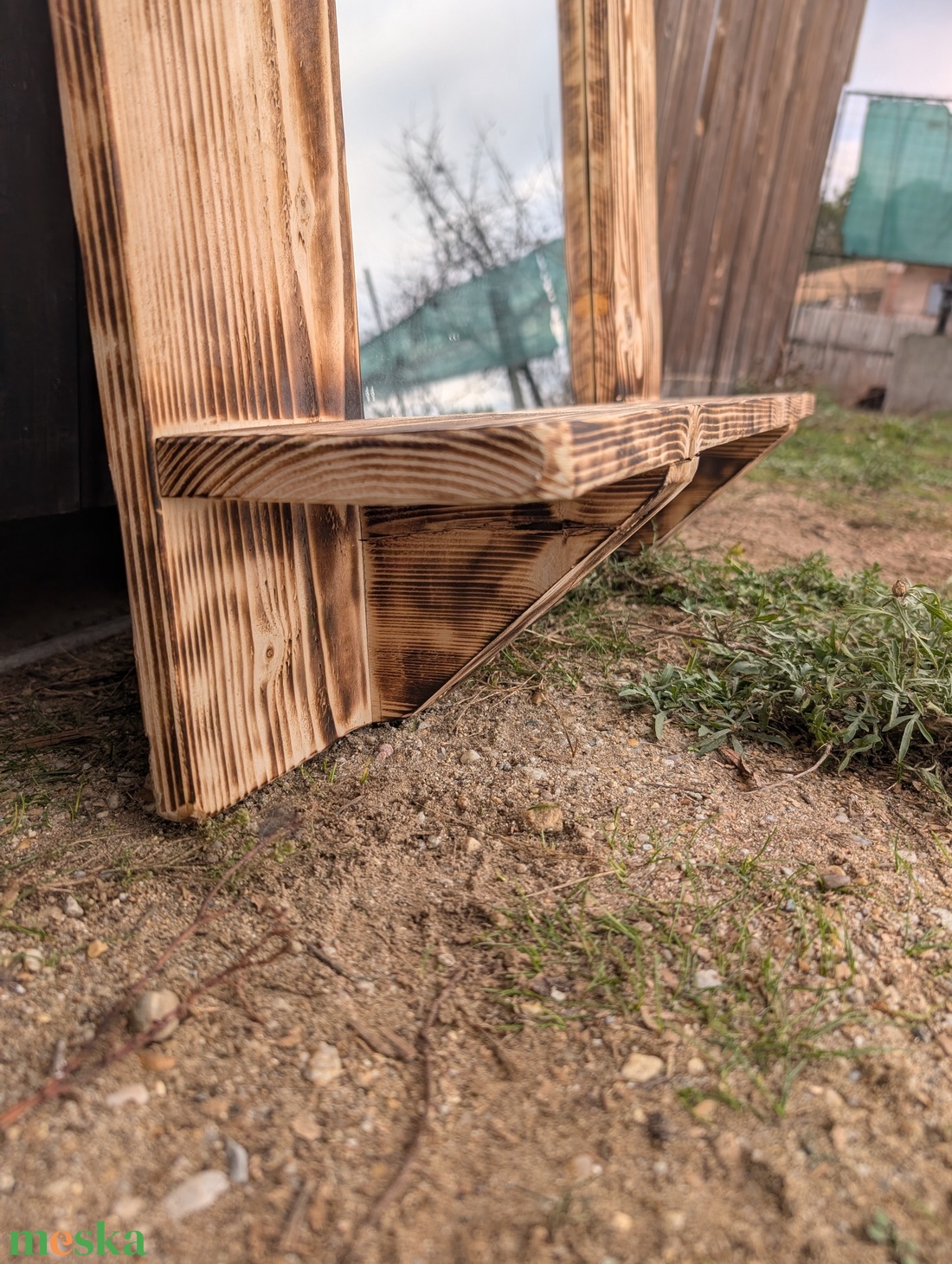 Fürdőszoba tükör polccal, rusztikus képkeret natúr színben - otthon & életmód - dekoráció - kép & falikép - képkeret - Meska.hu