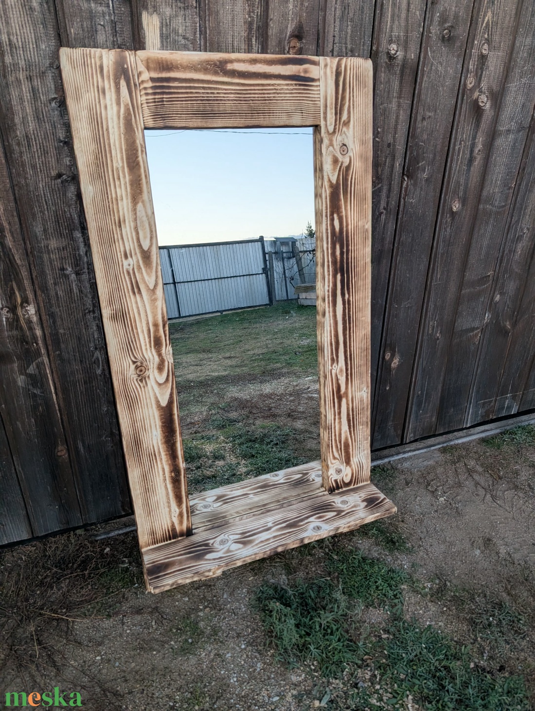 Fürdőszoba tükör polccal, rusztikus képkeret natúr színben - otthon & életmód - dekoráció - kép & falikép - képkeret - Meska.hu