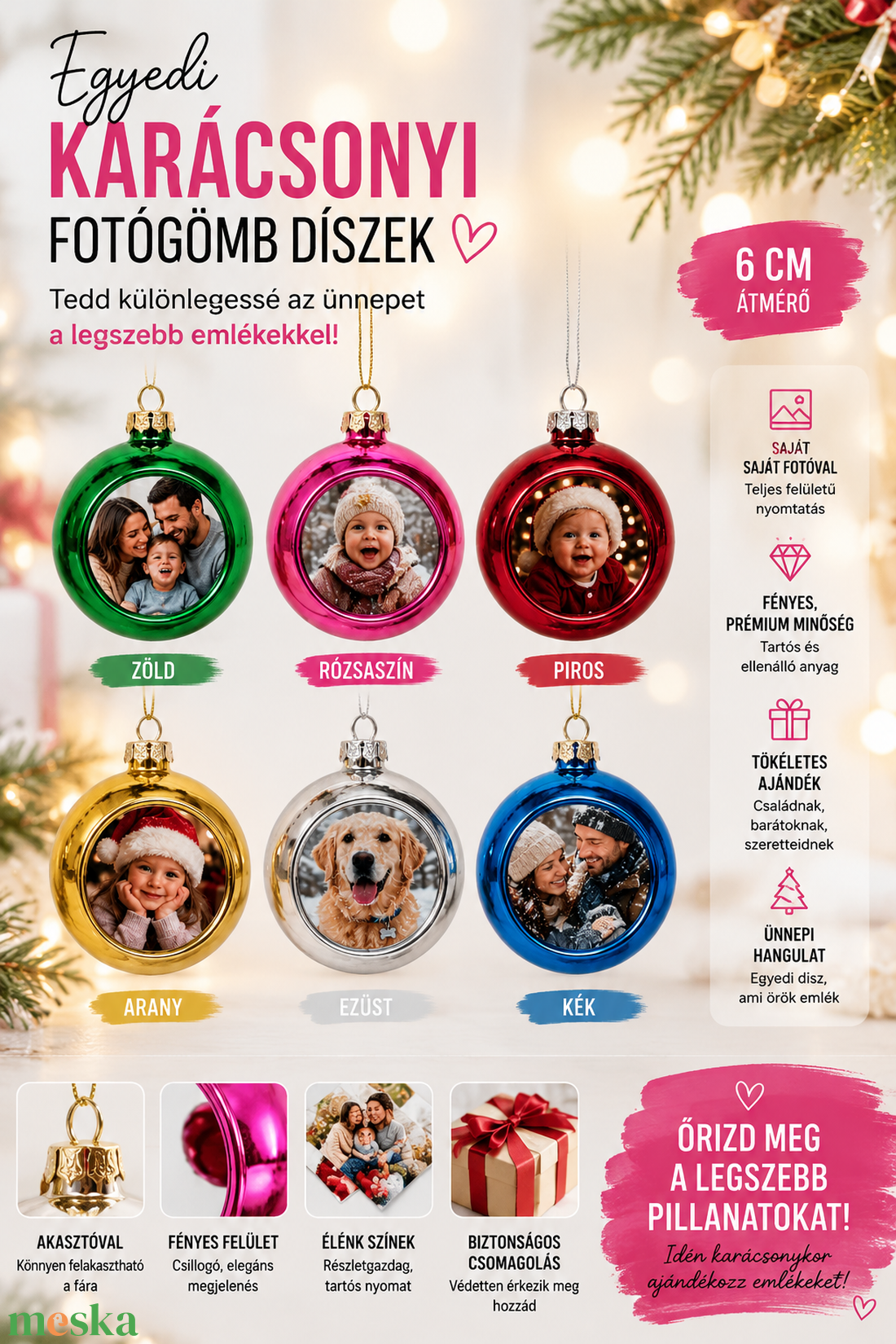 Egyedi Fényképes Karácsonyfagömb - karácsony - karácsonyi lakásdekoráció - karácsonyfadíszek - Meska.hu