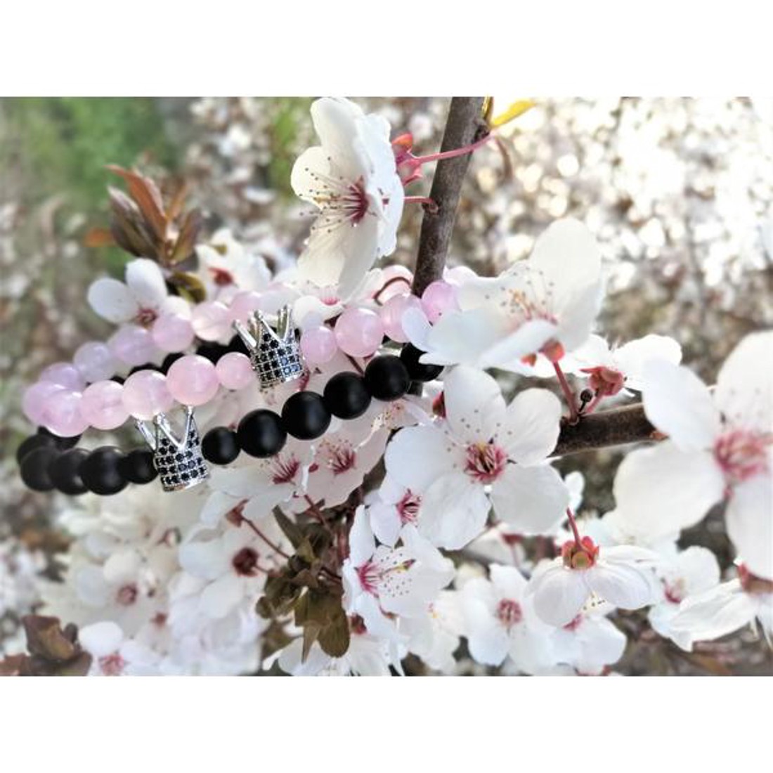 Luxury Korona karkötőpár rózsakvarccal - ékszer - ékszerszett - Meska.hu