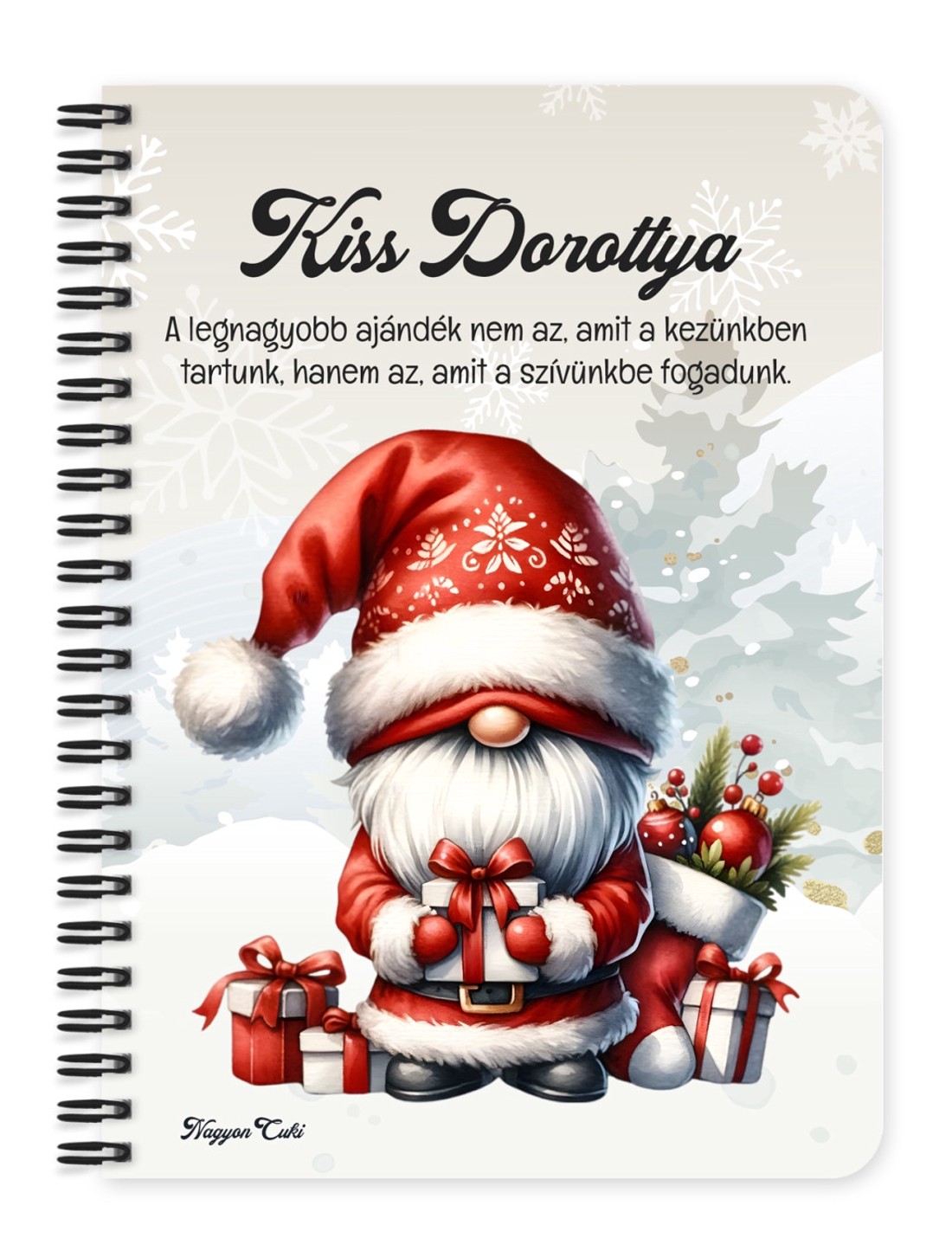 Személyre szabható -Karácsonyi manó sok-sok ajándékkal mintás A6-os füzet - otthon & életmód - papír, írószer - jegyzetfüzet & napló - Meska.hu