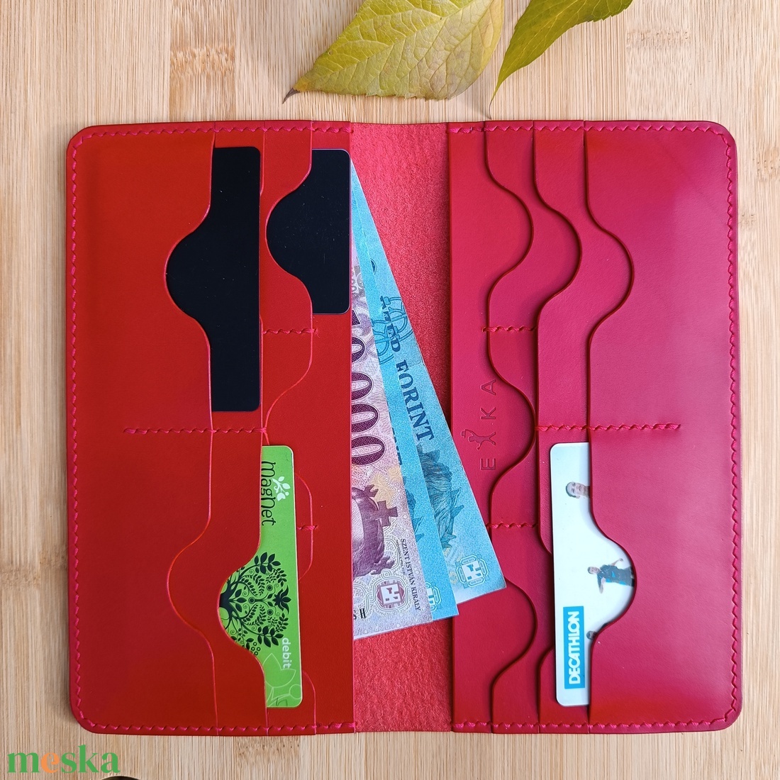 Női pénztárca , olasz növényi cserzésű bőr - piros színben - táska & tok - pénztárca & más tok - pénztárca - női pénztárca - Meska.hu