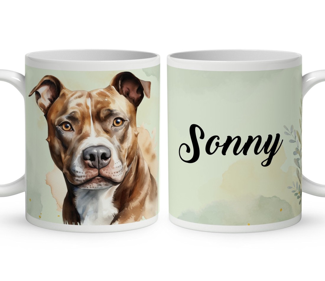 Névvel kérhető - Barna Amerikai Pitbull terrier portré mintás bögre - otthon & életmód - konyhafelszerelés, tálalás - tálalás - bögre & csésze - Meska.hu