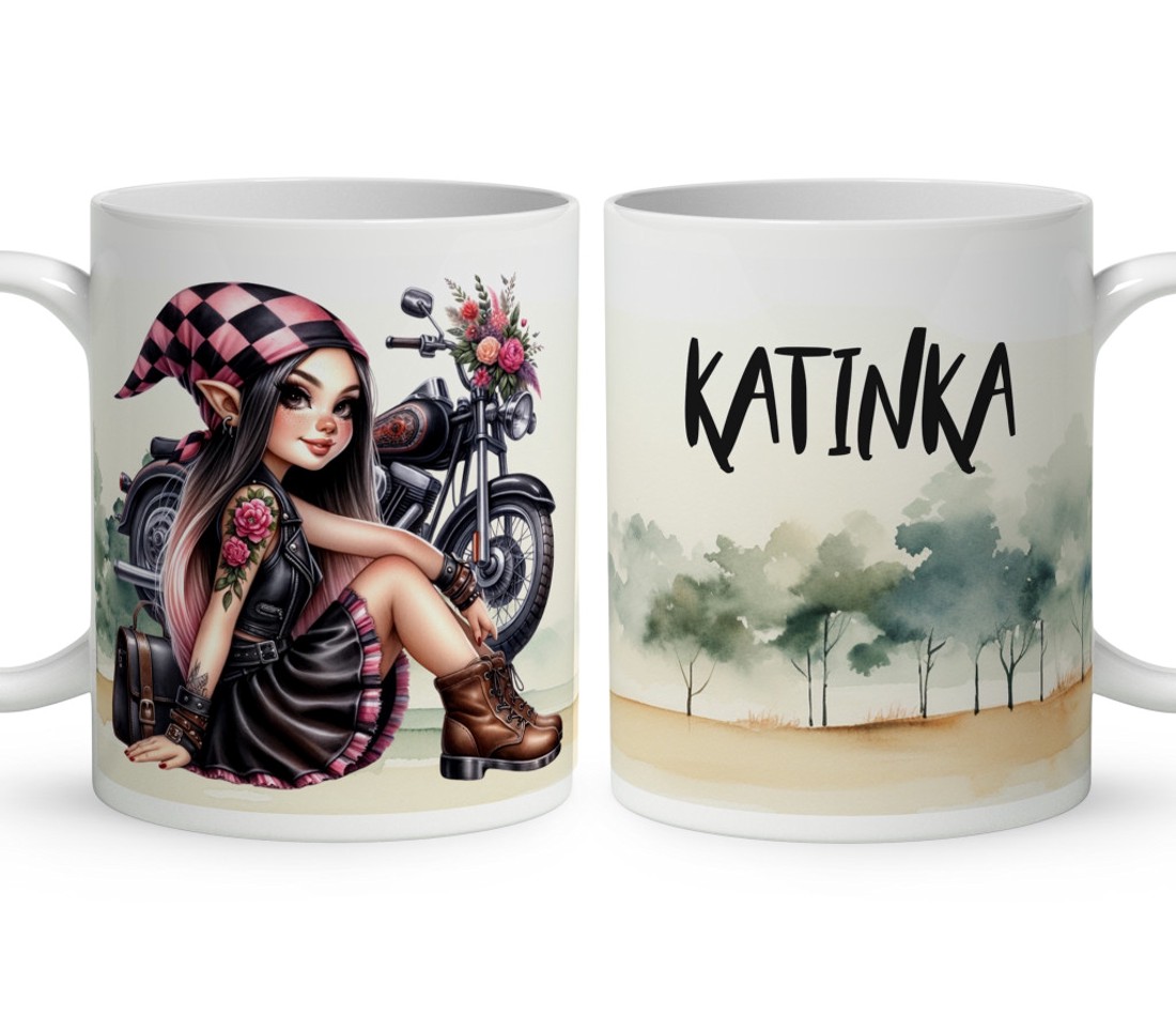 Névvel kérhető - Relax - Motoros manó lány mintás bögre - otthon & életmód - konyhafelszerelés, tálalás - tálalás - bögre & csésze - Meska.hu