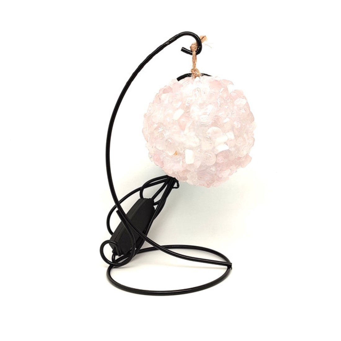 Rózsakvarc gömb hangulatlámpa USB állvánnyal 9-10 cm - kellékek & szerszámok - ásvány alapanyag - Meska.hu