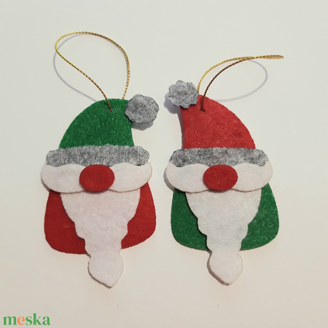 Mikulás manó függő díszek 6db - karácsony - karácsonyi lakásdekoráció - karácsonyfadíszek - Meska.hu