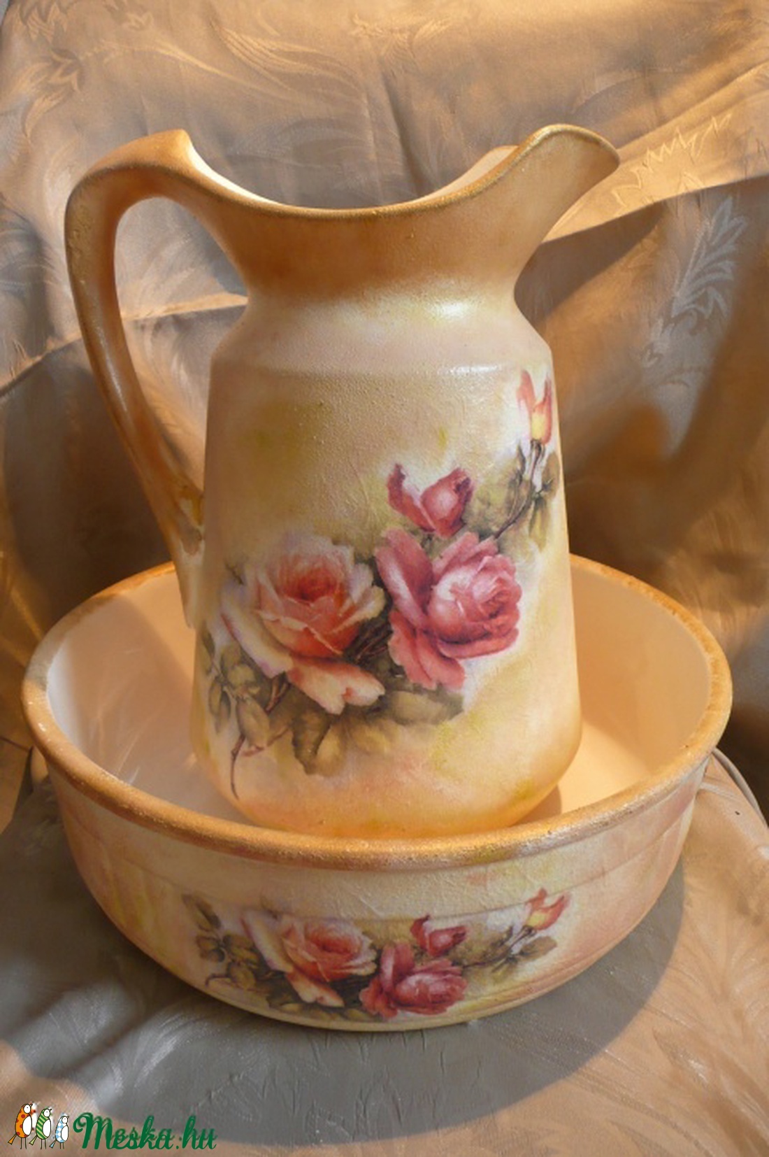 Régi mosdótál és kancsó új köntösben -  - Meska.hu