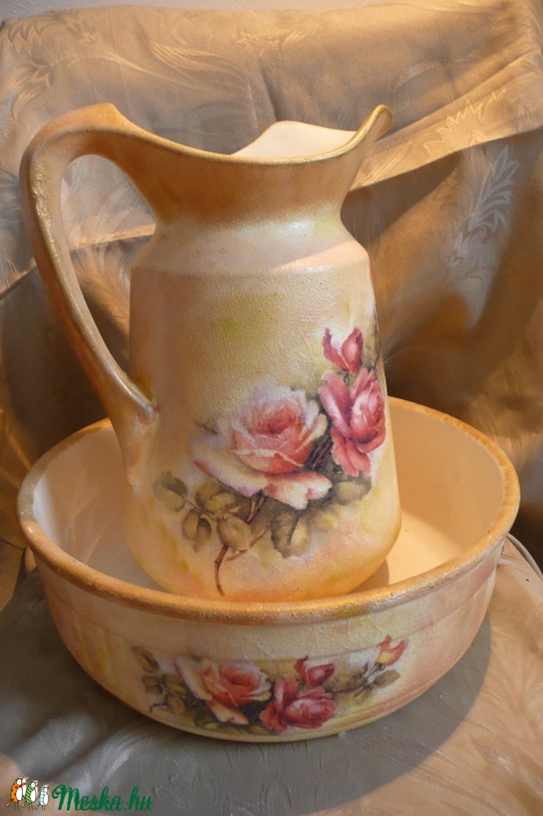 Régi mosdótál és kancsó új köntösben -  - Meska.hu