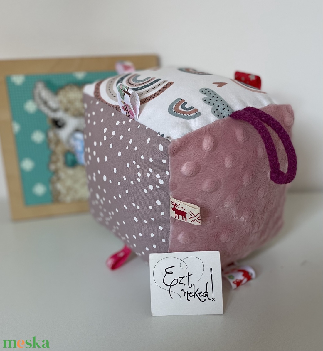 Babakocka - lányos, pasztell mintával - baba - mama - babalátogató ajándékcsomag - Meska.hu