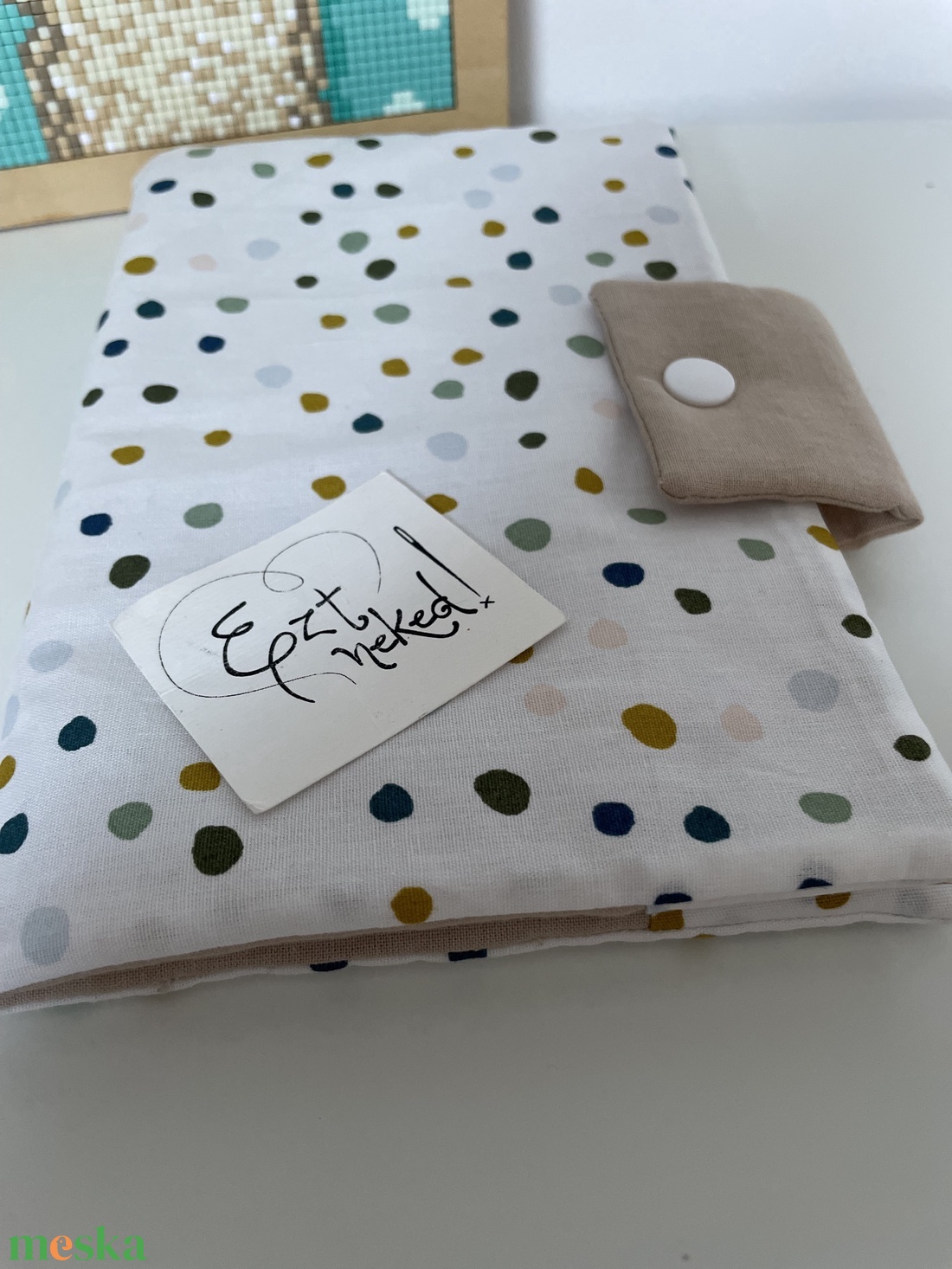 Eü kiskönyv borító - pöttyös - baba - mama - babaemlékek - egészségügyi kiskönyv borító - Meska.hu