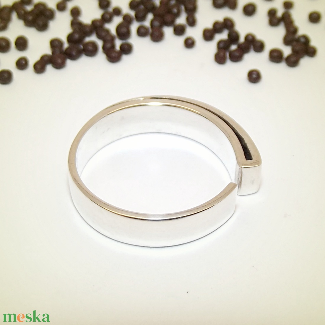 Visszahajtott, kicsi, szögletes, női ezüst gyűrű, állítható (EGY.073) - ékszer - gyűrű - statement gyűrű - Meska.hu
