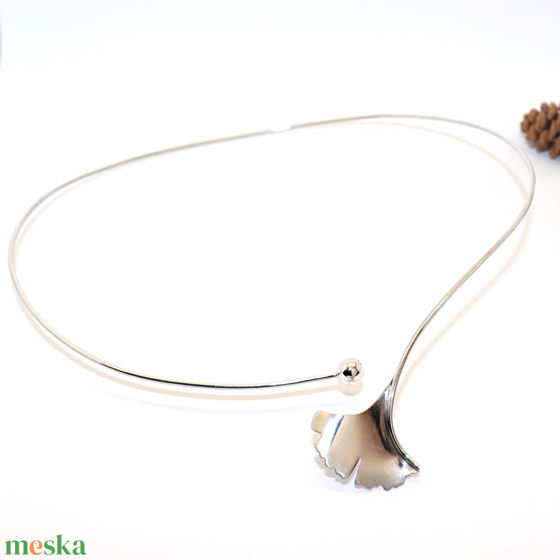 Ginkgo biloba, csiszolt, női ezüst nyakék, 45 cm (EGK.09) - ékszer - nyaklánc - nyakpánt, gallér - Meska.hu Ginkgo biloba, csiszolt, női ezüst nyakék, 45 cm (EGK.09) - ékszer - nyaklánc - nyakpánt, gallér - Meska.hu