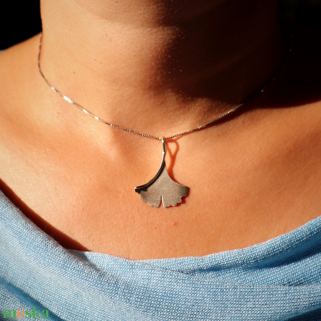 Ginkgo biloba, mattírozott, női ezüst medál (EGK.10) - ékszer - nyaklánc - medál - Meska.hu Ginkgo biloba, mattírozott, női ezüst medál (EGK.10) - ékszer - nyaklánc - medál - Meska.hu