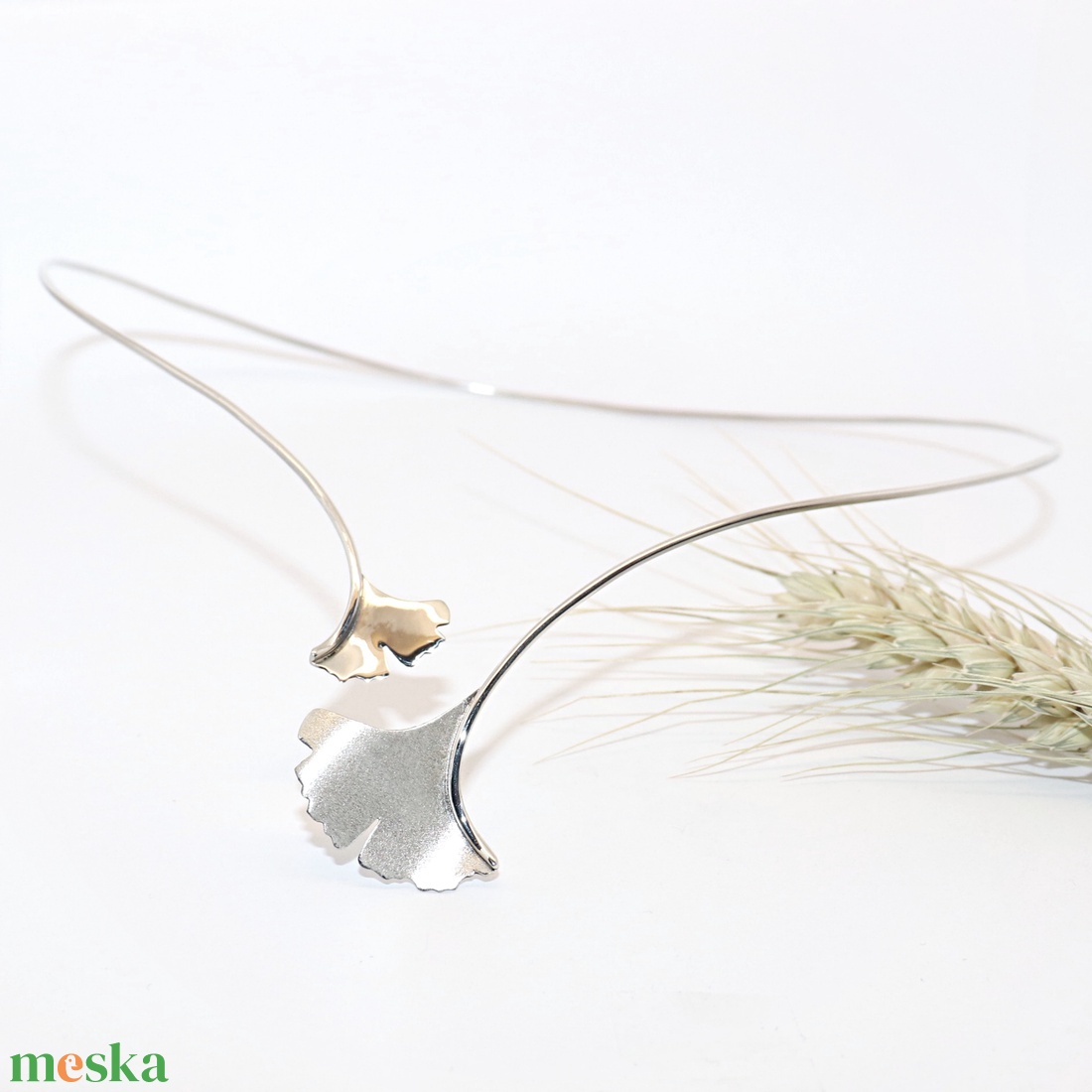 Ginkgo biloba, matt és fényes, női ezüst nyakék (EGK.19) - ékszer - nyaklánc - nyakpánt, gallér - Meska.hu Ginkgo biloba, matt és fényes, női ezüst nyakék (EGK.19) - ékszer - nyaklánc - nyakpánt, gallér - Meska.hu