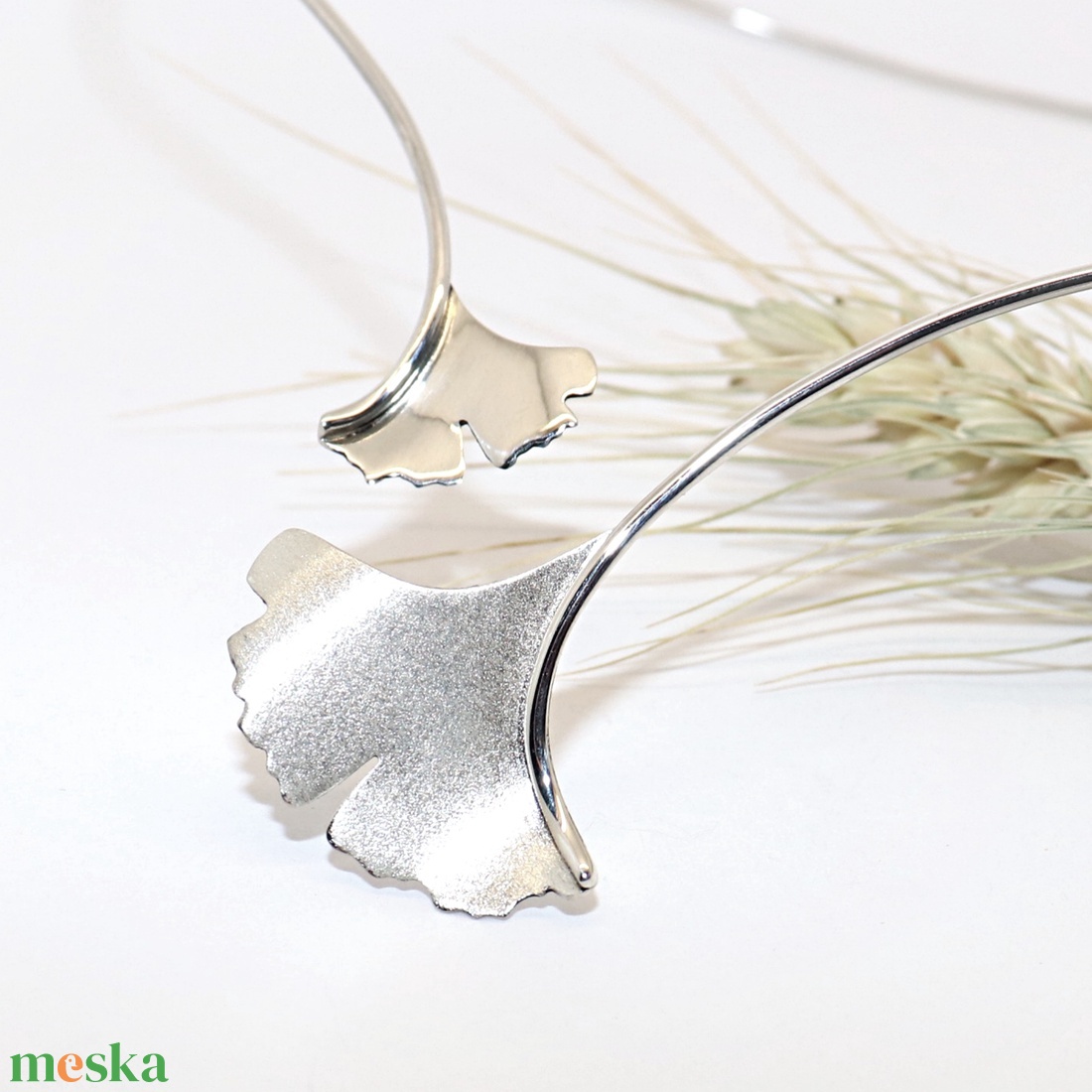 Ginkgo biloba, matt és fényes, női ezüst nyakék (EGK.19) - ékszer - nyaklánc - nyakpánt, gallér - Meska.hu Ginkgo biloba, matt és fényes, női ezüst nyakék (EGK.19) - ékszer - nyaklánc - nyakpánt, gallér - Meska.hu