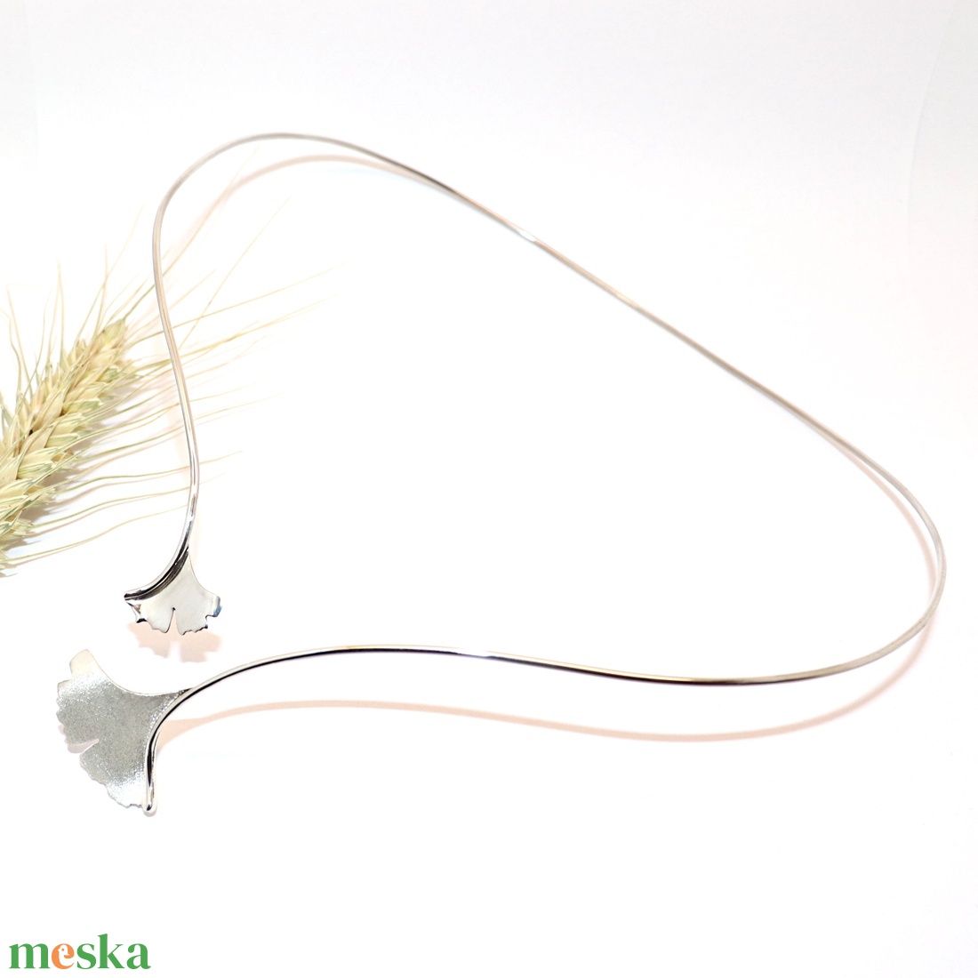 Ginkgo biloba, matt és fényes, női ezüst nyakék (EGK.19) - ékszer - nyaklánc - nyakpánt, gallér - Meska.hu Ginkgo biloba, matt és fényes, női ezüst nyakék (EGK.19) - ékszer - nyaklánc - nyakpánt, gallér - Meska.hu