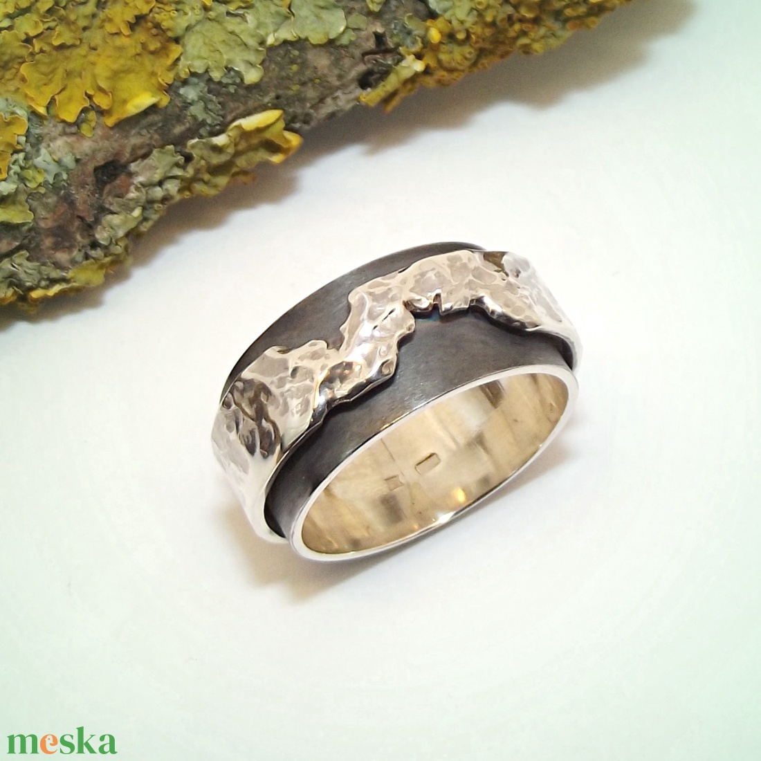 Dupla karika kalapálva, női ezüst gyűrű, 57-es méret (VDU.02) - ékszer - gyűrű - statement gyűrű - Meska.hu